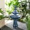 Glitzhome® 45" 3-Tier LED Turquoise Pedestal Lotus Ceramic Outdoor Floor Fountain